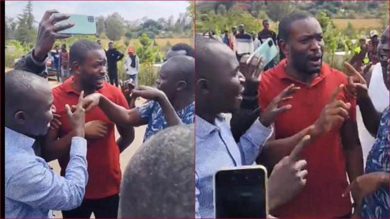 Nairobi senator Edwin Sifuna (in red top) engaging a group of youth in Baringo.